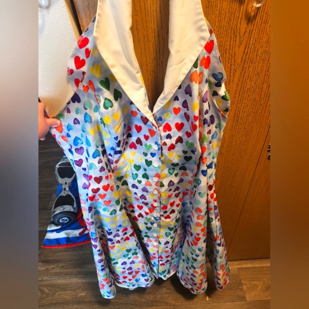 Unique vintage watercolor rainbow heart dress